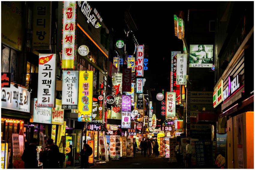 Explore Seoul's vibrant nightlife on a bustling ne