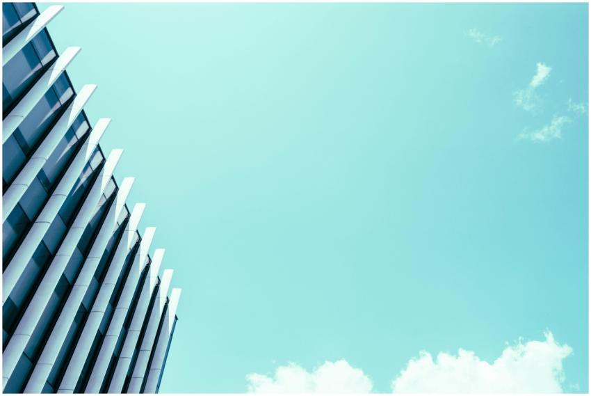 A modern high-rise building with unique architectu