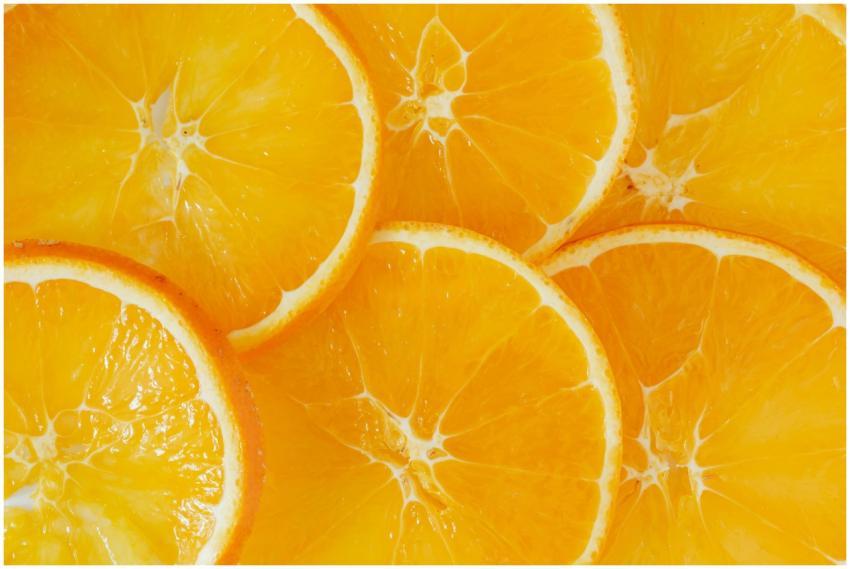 Close-up of vibrant and fresh orange slices showca