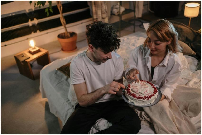 A couple enjoying a quiet birthday celebration wit