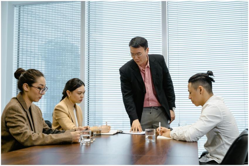 A diverse group of professionals engaged in a coll