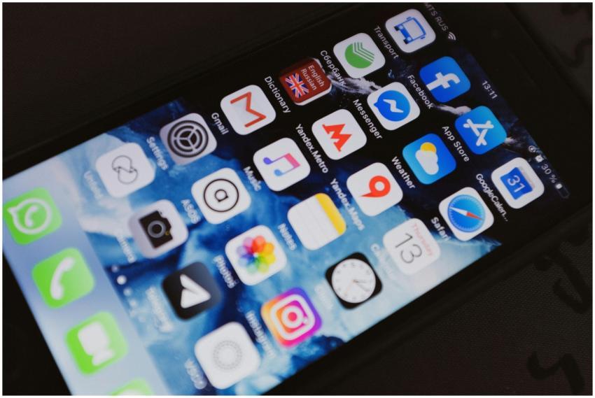 Close-up of a smartphone displaying popular social