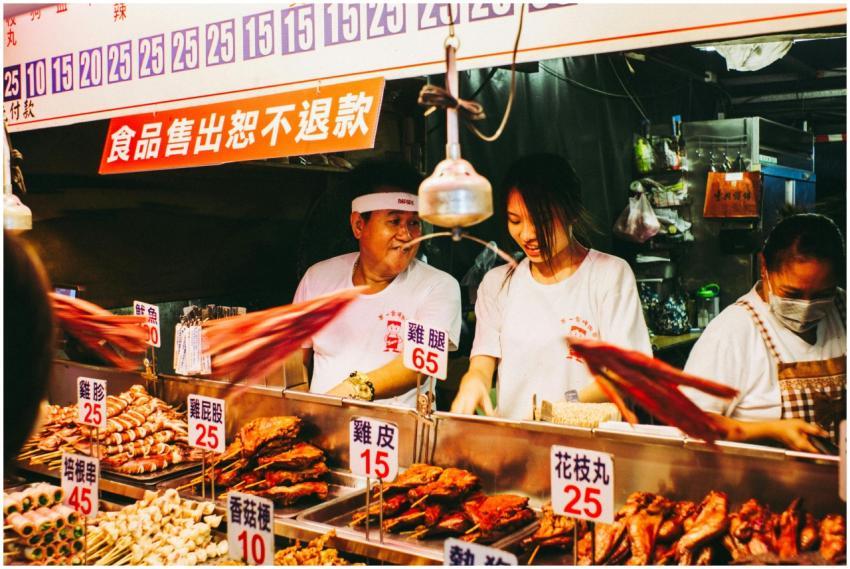 Vibrant scene at a bustling Taiwanese night market