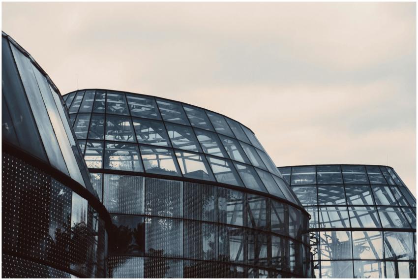 Architectural photo of futuristic glass dome build