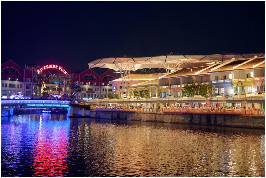 Vibrant Riverside Point Nighttime