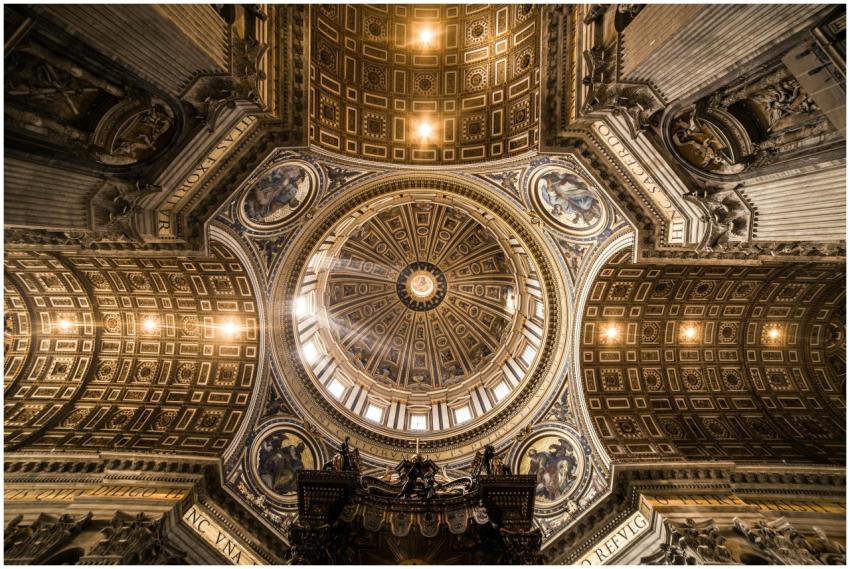 Intricate view of St. Peter's Basilica's dome, sho
