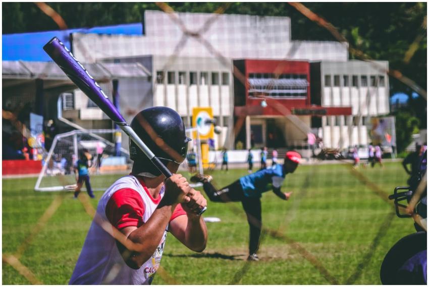 Action shot of a youth baseball game in the Philip
