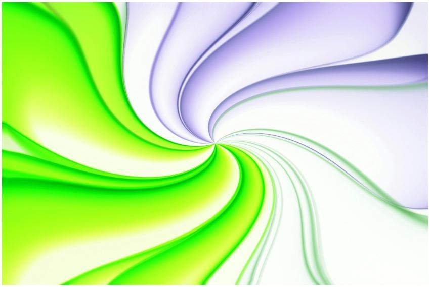 Dynamic abstract art with green and purple swirlin