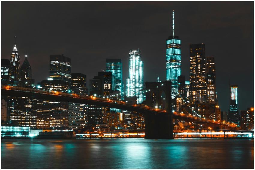 Captivating night skyline of New York City with Br