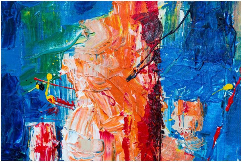 Dynamic abstract painting with bold acrylic stroke