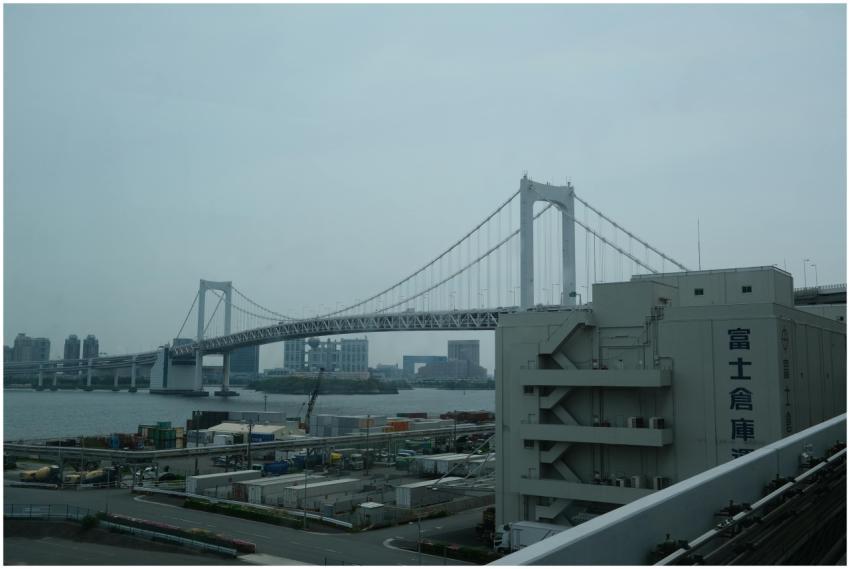 Scenic view of the iconic Rainbow Bridge in Tokyo,