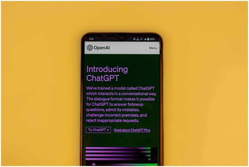 Mobile phone displaying the ChatGPT introduction s