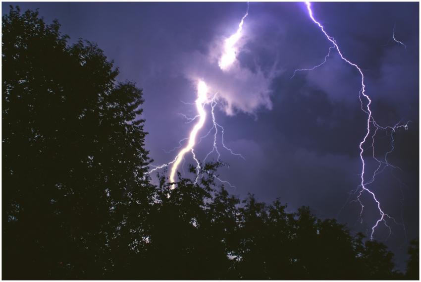 Capture of a powerful lightning storm illuminating