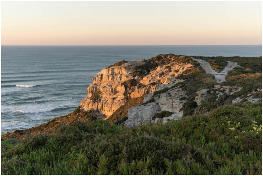 Breathtaking view of Nazaré cliffs meeting the Atl