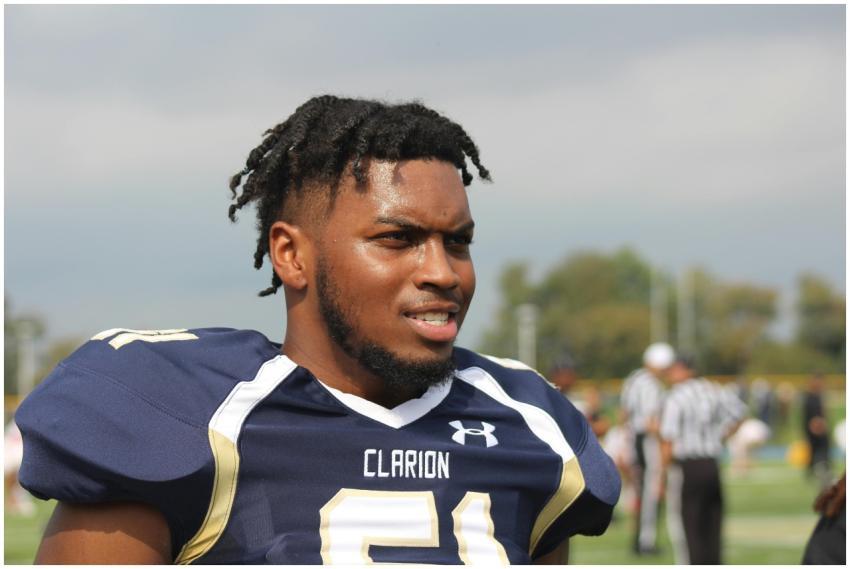 Portrait of a determined football player wearing a