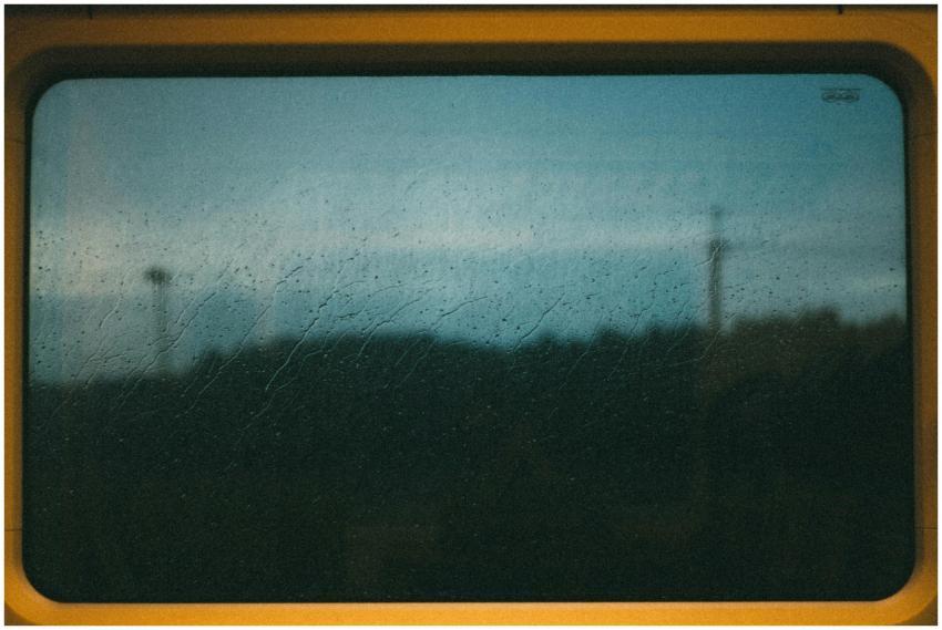 A rainy window view from a train in Tallinn, Eston