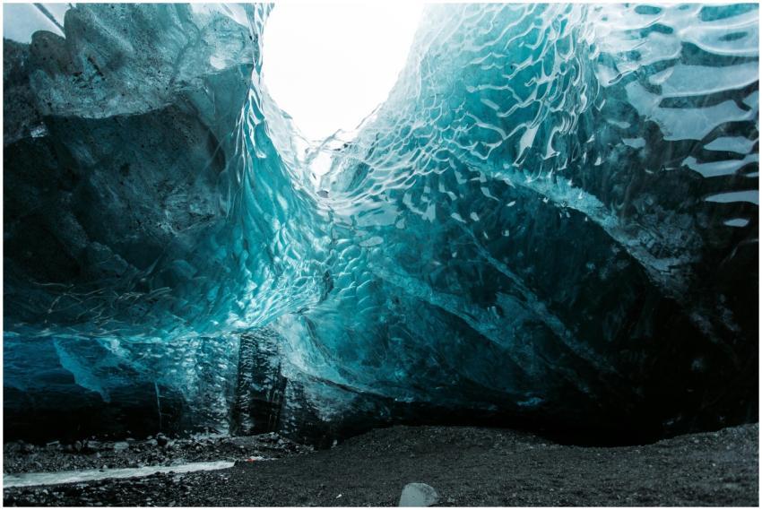 Stunning view inside a naturally-formed ice cave w