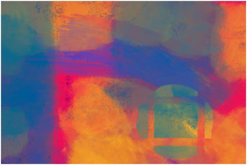 Dynamic abstract art with vivid colors and bold br