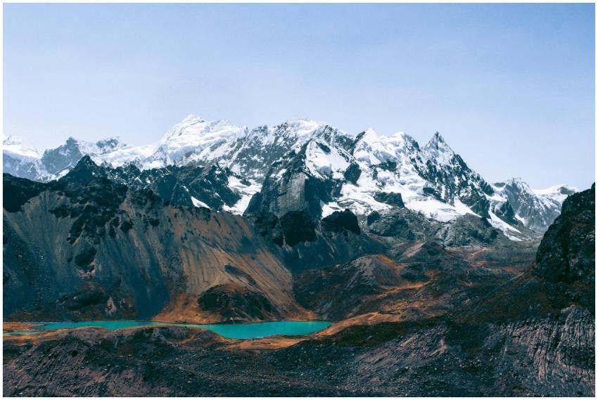 Breathtaking view of Peruvian Andes with snow-capp