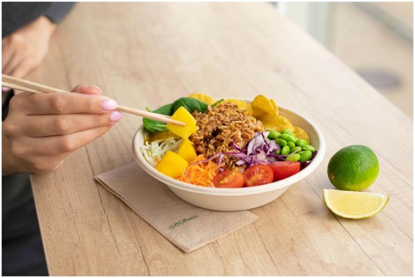 Vibrant vegan salad with fresh vegetables and lime