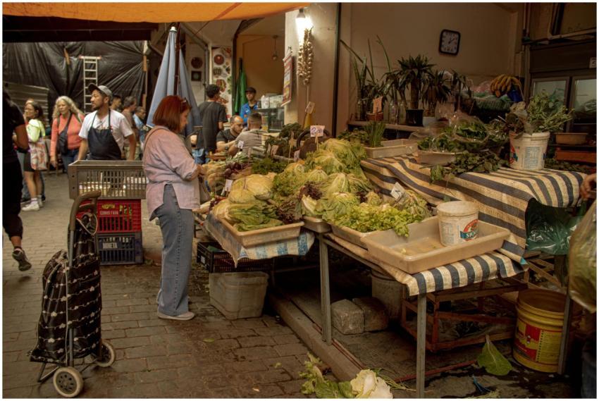Vibrant indoor market showcasing fresh vegetables