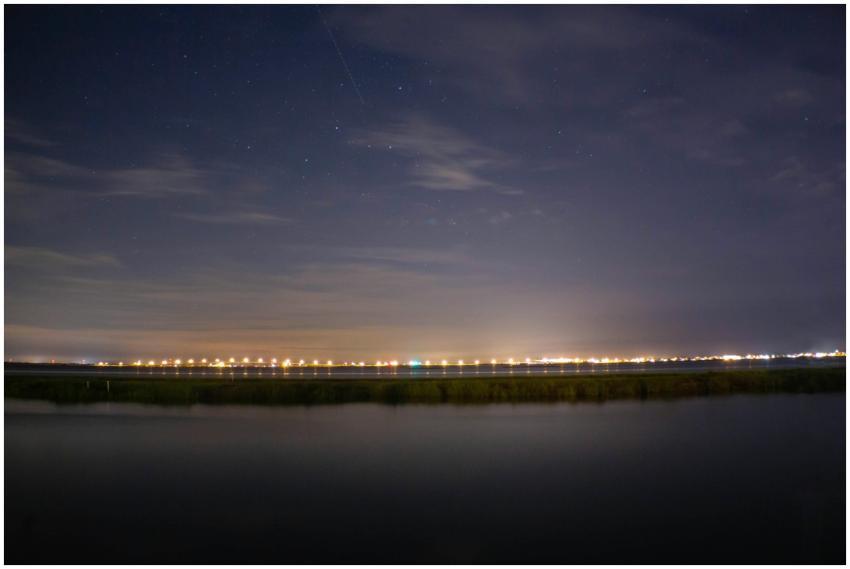Captivating view of night sky over Wildwood, NJ wi