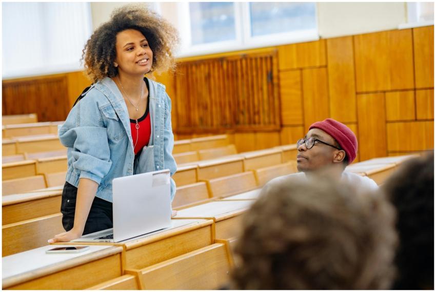 Students actively participating in a university le