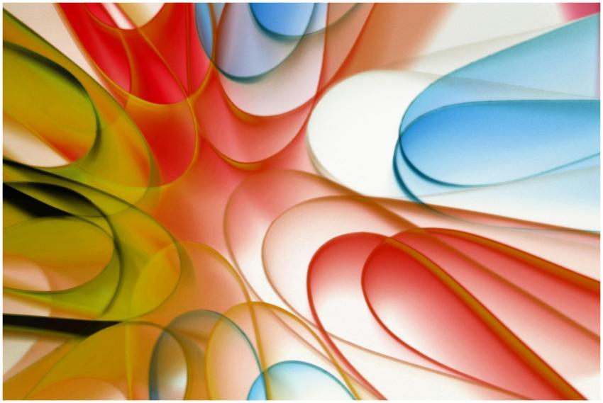 Dynamic abstract art featuring flowing, overlappin