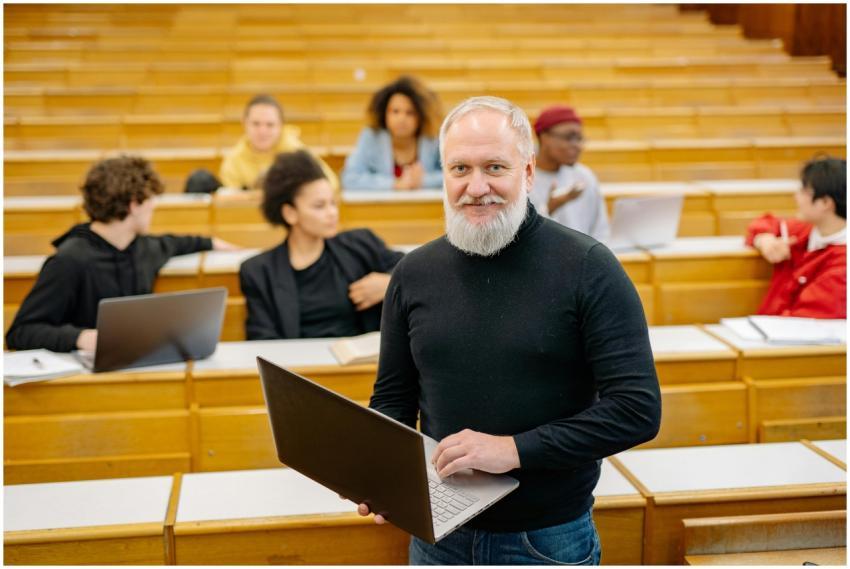 Diverse group of university students in a lecture