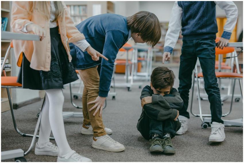 A group of children in a classroom displaying bull