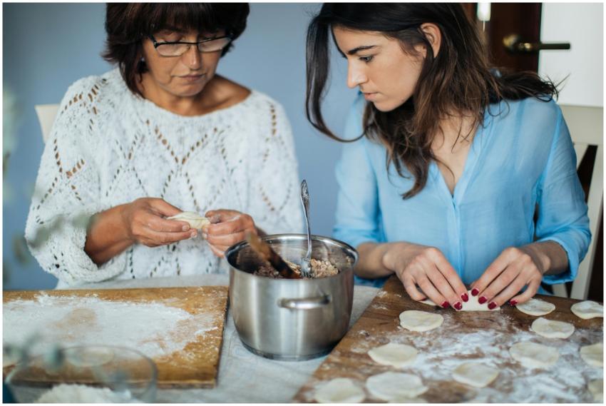 A mother and daughter team up to prepare tradition