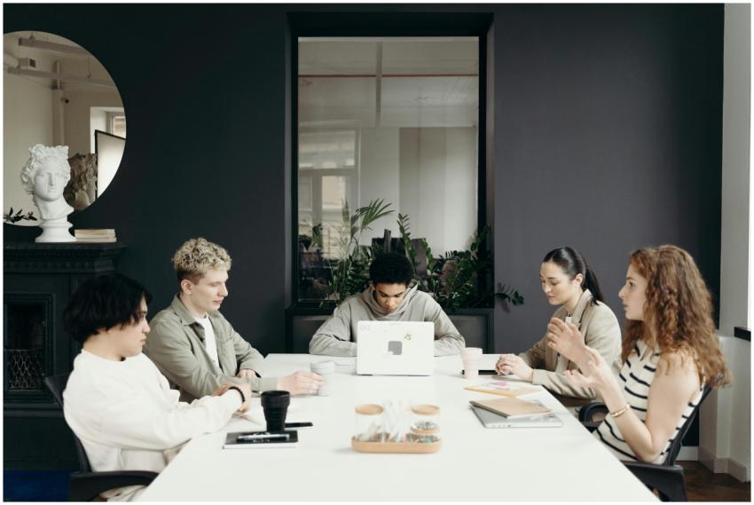 A group of diverse professionals having a collabor