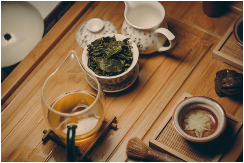 Warm, inviting tea ceremony scene with traditional