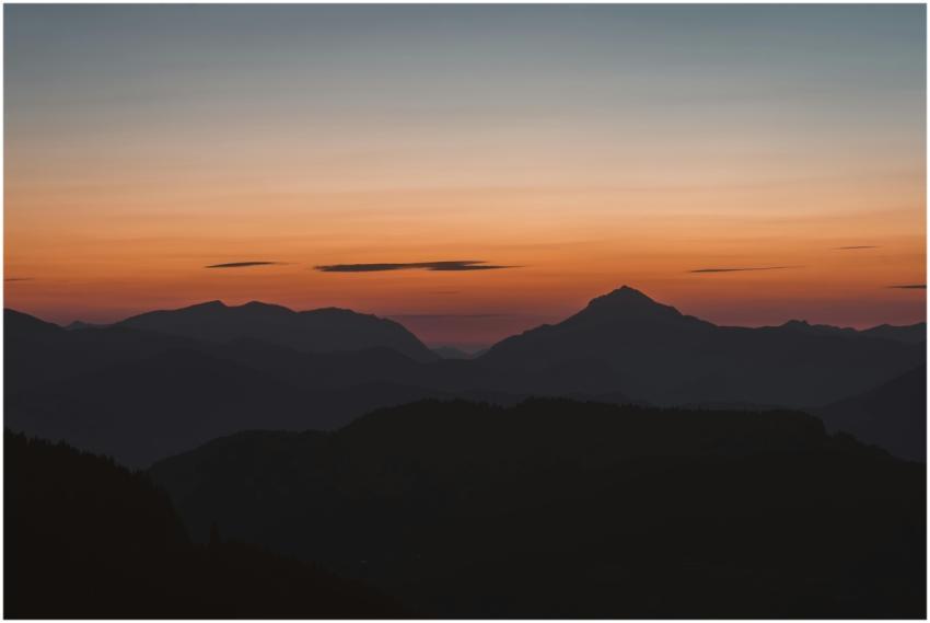 Beautiful silhouette of mountains during a stunnin