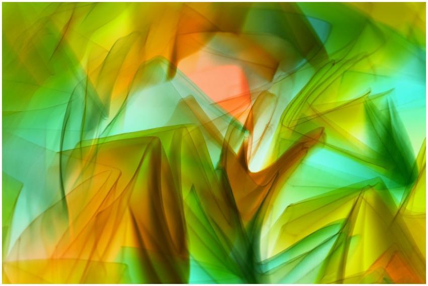 Colorful abstract design featuring green and orang