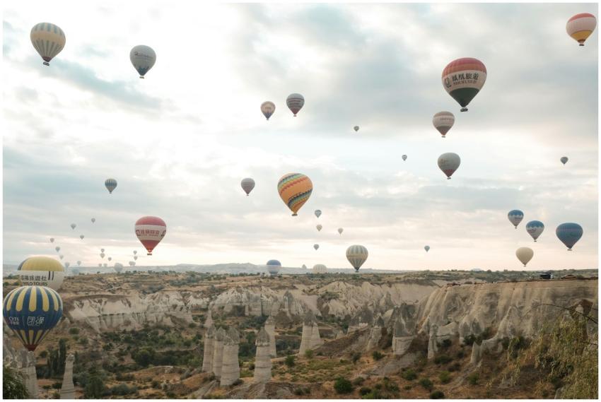 Stunning view of hot air balloons soaring over Cap
