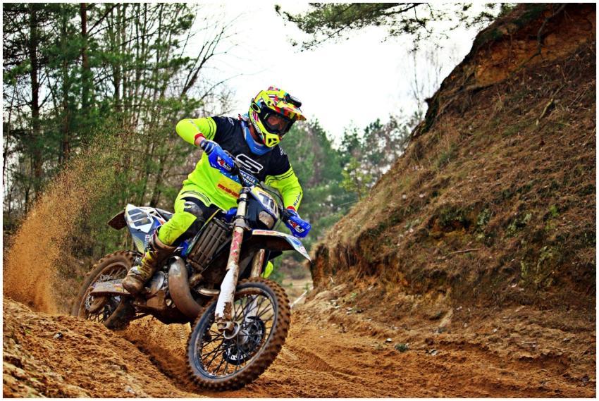 Exciting motocross action shot of a biker speeding
