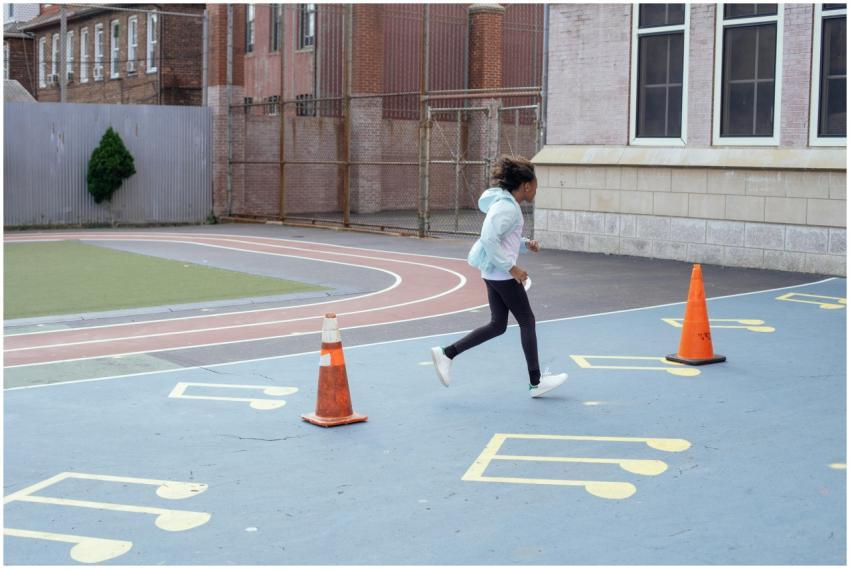 Side view of African American kid in sportswear do