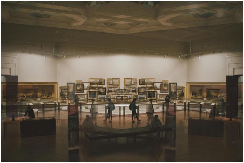 Explore a captivating art gallery interior featuri