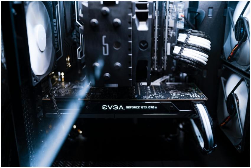 Detailed view of a contemporary gaming computer's