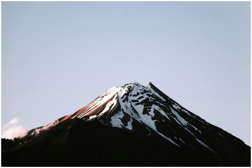 Scenic view of snow-capped Mount Taranaki in Egmon