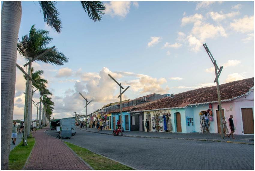 Charming street scene with colorful buildings and