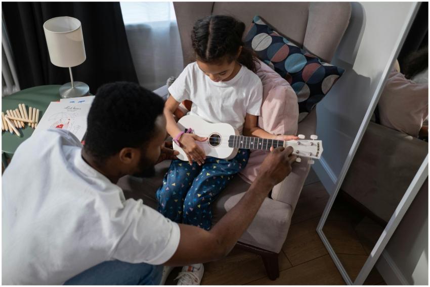 A father and daughter enjoy quality time as he tea