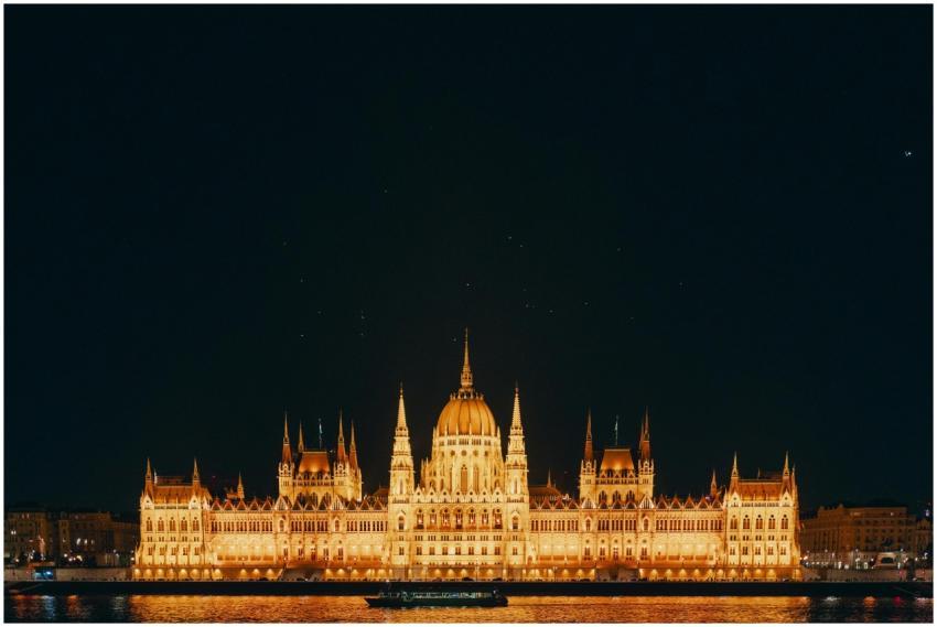Majestic view of the illuminated Hungarian Parliam