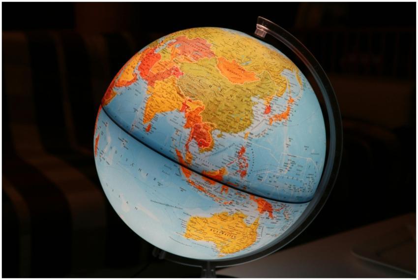 A vibrant illuminated globe showcasing Earth's con