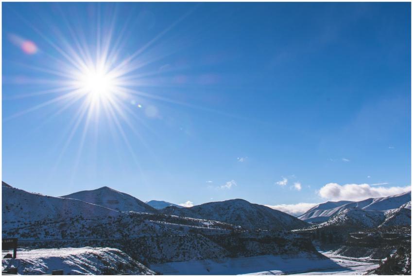 A stunning winter mountain landscape with a bright