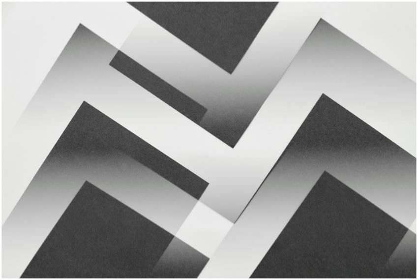 High-contrast geometric abstract design featuring