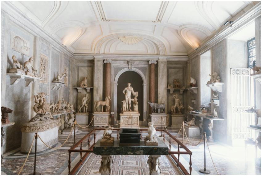 Elegant display of ancient Roman statues in a Rome