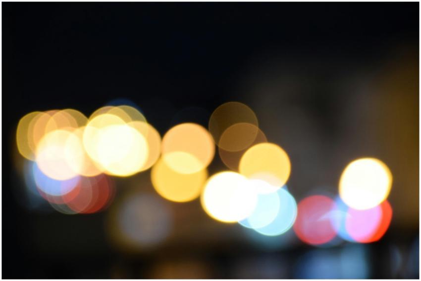 Vibrant and abstract bokeh lights illuminate the n