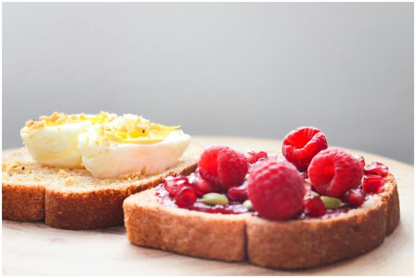 Close-up of a nutritious breakfast toast featuring